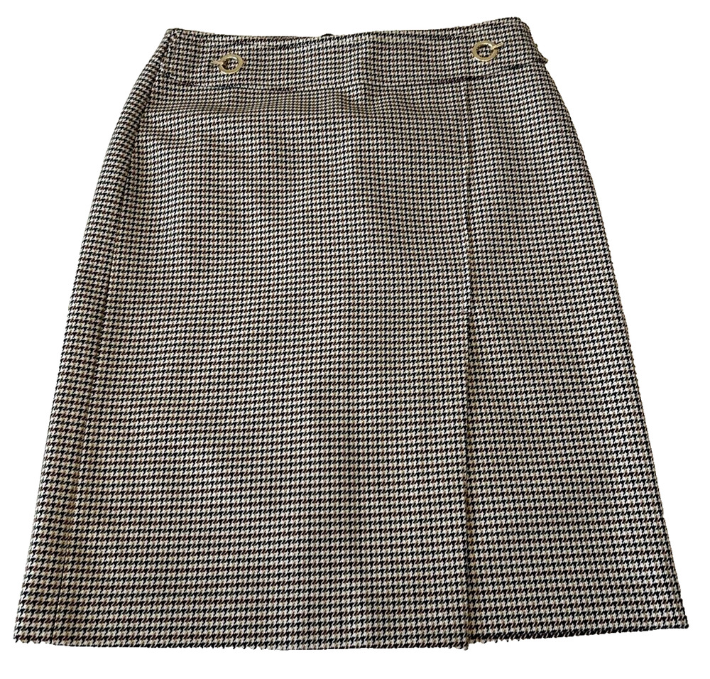 H&M Women's Houndstooth Pencil‎ Skirt Sz 6 Knee Length Lined Front Slit Career